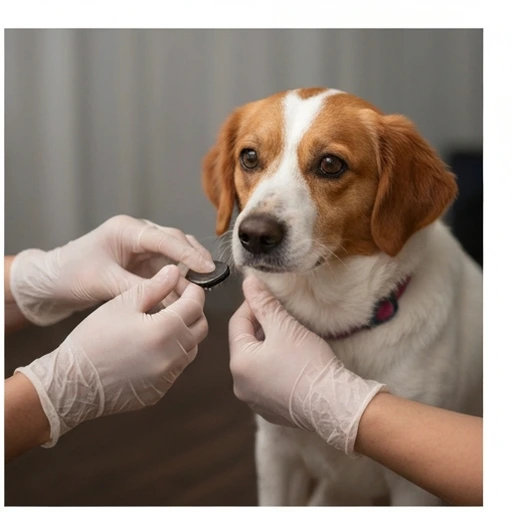 Dog undergoing a health evaluation
