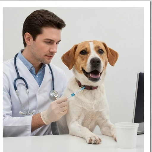 Veterinary examination of a dog