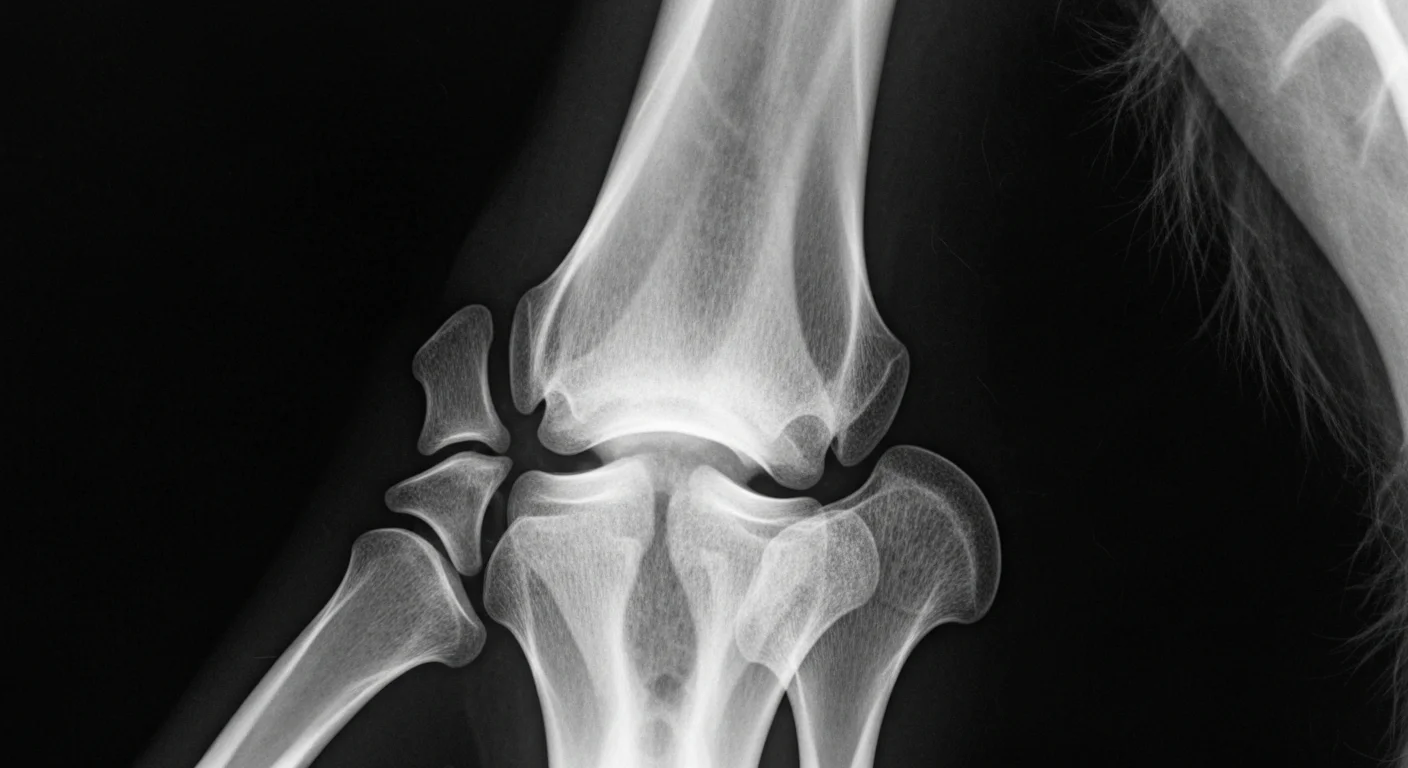Radiograph showing characteristic elbow dysplasia changes in German Shepherd dog