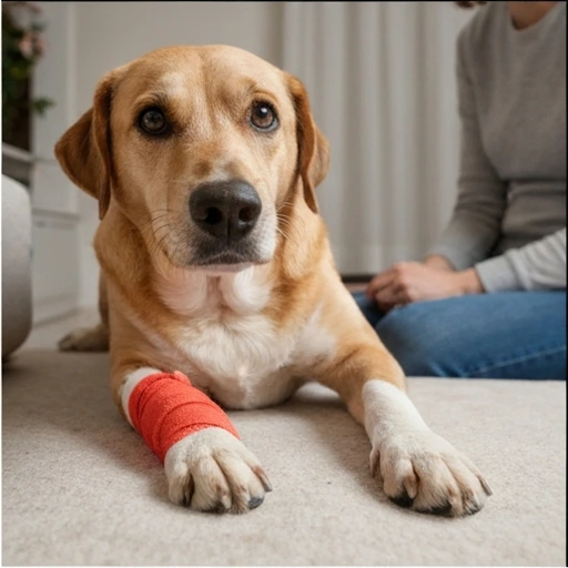 Veterinary professional checking a dog