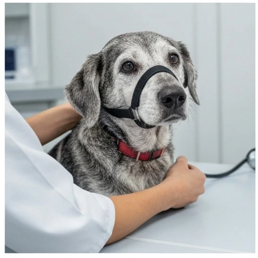 Veterinary examination of a dog
