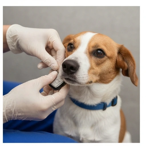 Dog undergoing a health evaluation